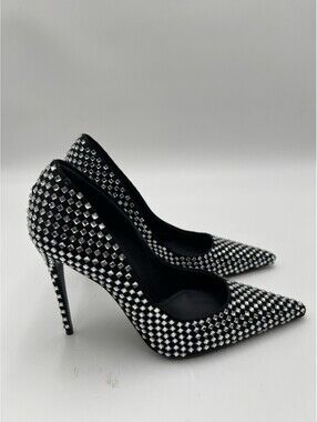 Dolce & Gabbana Crystal-embellished satin checkered pumps Size 36